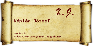 Káplár József névjegykártya